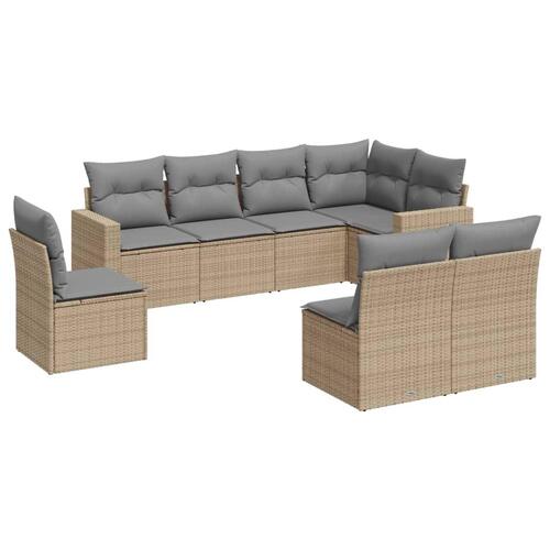 Sofasæt til haven 8 dele med hynder polyrattan beige