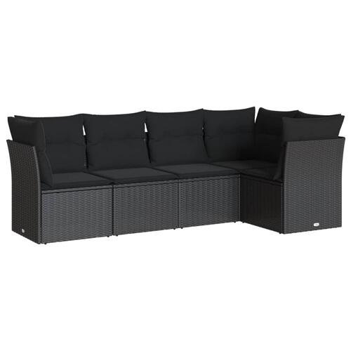 Sofasæt til haven 5 dele med hynder polyrattan sort
