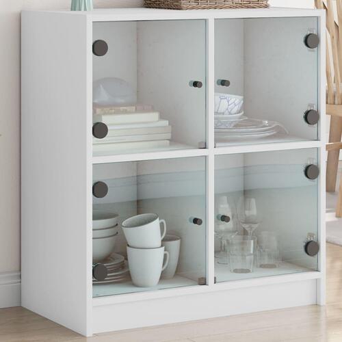 Skab med glaslåger 68x37x75,5 cm hvid