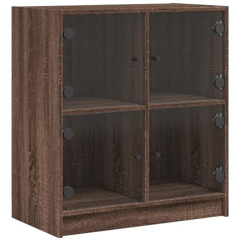 Skab med glaslåger 68x37x75,5 cm brun egetræsfarve