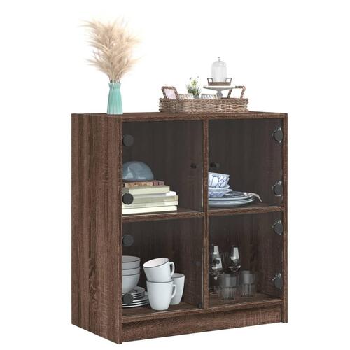Skab med glaslåger 68x37x75,5 cm brun egetræsfarve