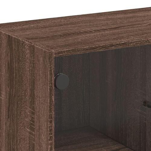 Skab med glaslåger 68x37x75,5 cm brun egetræsfarve