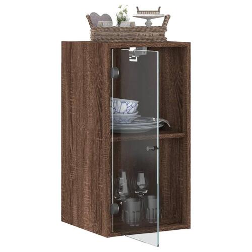 Skab med glaslåger 35x37x68,5 cm brun egetræsfarve