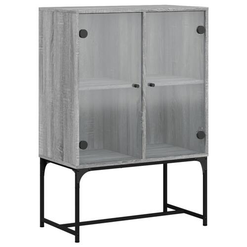 Skab med glaslåger 69x37x100 cm grå sonoma-eg
