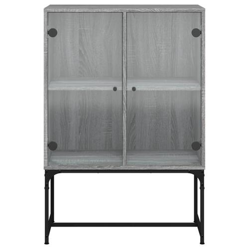 Skab med glaslåger 69x37x100 cm grå sonoma-eg