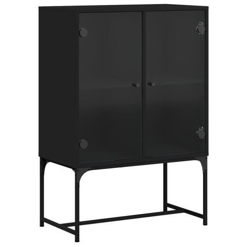 Skab med glaslåger 69x37x100 cm sort