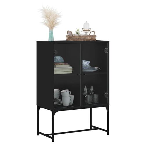 Skab med glaslåger 69x37x100 cm sort