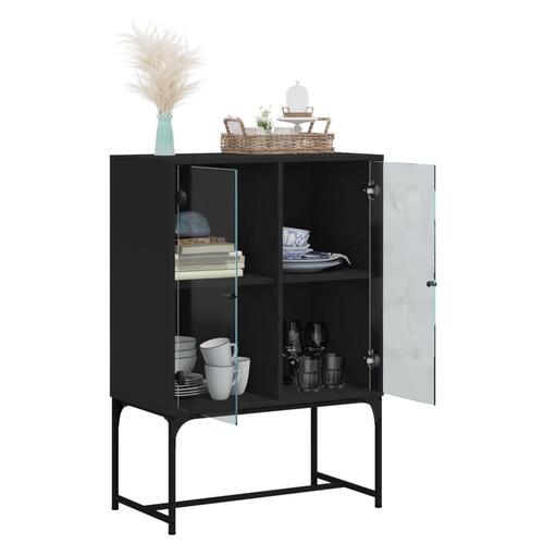 Skab med glaslåger 69x37x100 cm sort