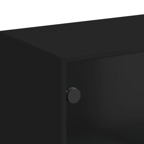 Skab med glaslåger 69x37x100 cm sort