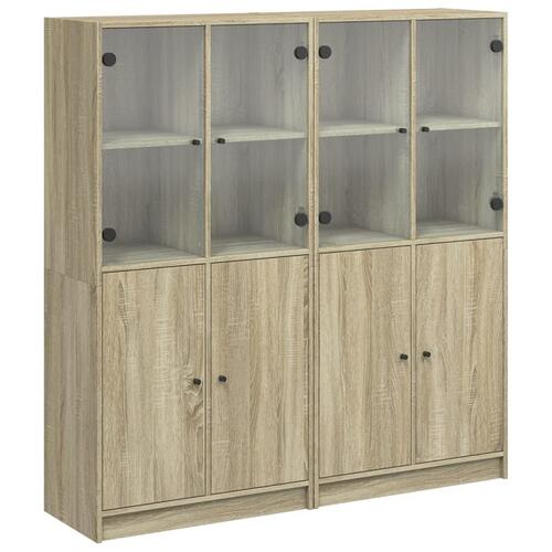 Bogreol med låger 136x37x142 cm konstrueret træ sonoma-eg