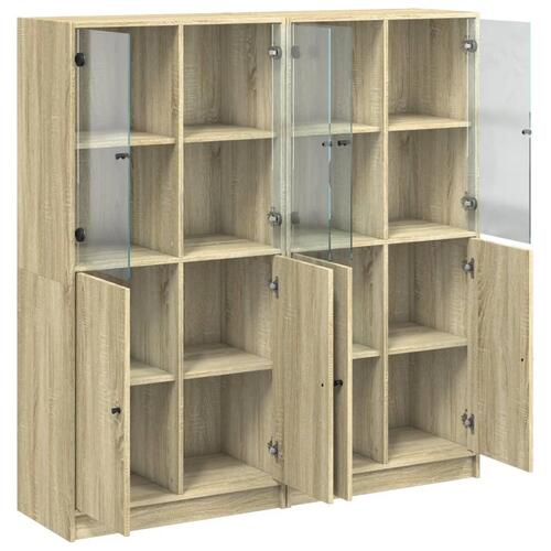 Bogreol med låger 136x37x142 cm konstrueret træ sonoma-eg