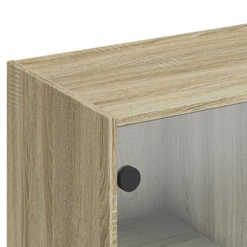 Bogreol med låger 136x37x142 cm konstrueret træ sonoma-eg