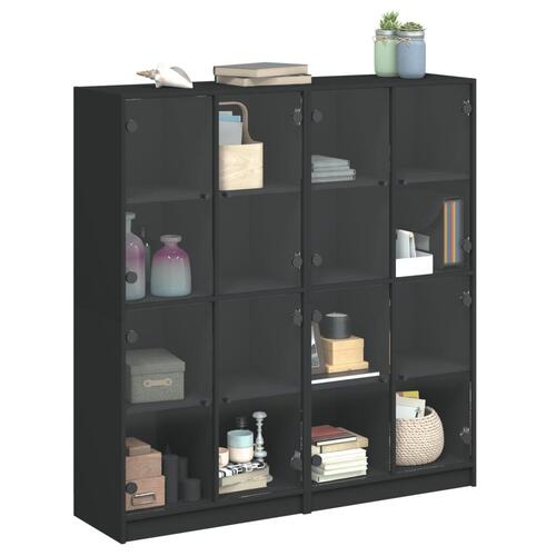 Bogreol med låger 136x37x142 cm konstrueret træ sort