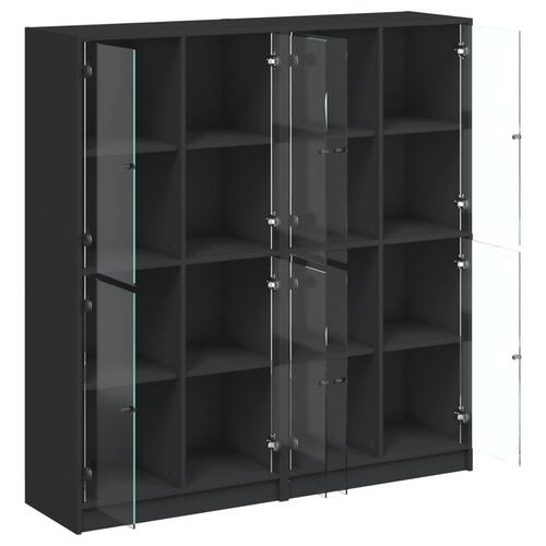 Bogreol med låger 136x37x142 cm konstrueret træ sort