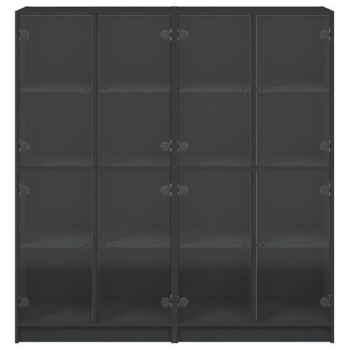 Bogreol med låger 136x37x142 cm konstrueret træ sort