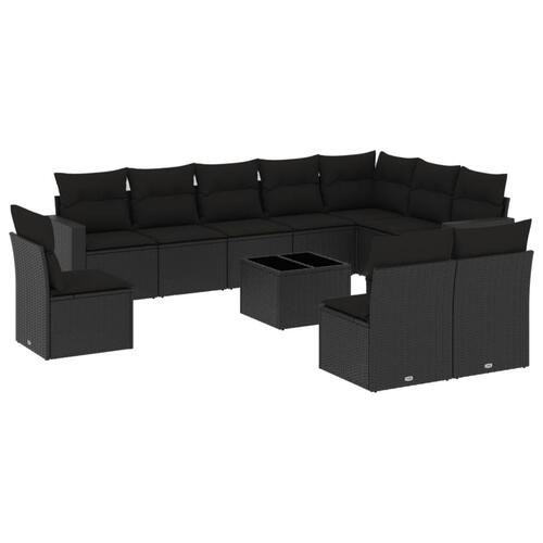 Sofasæt til haven 11 dele med hynder polyrattan sort