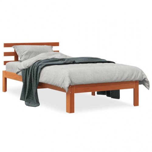 Sengeramme uden madras 90x200 cm massivt fyrretræ gyldenbrun