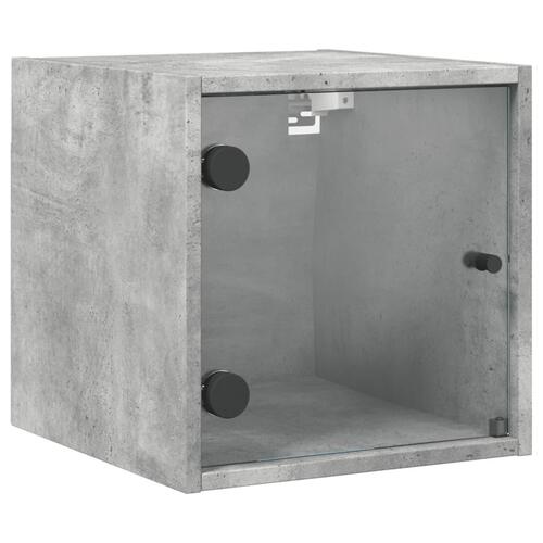 Sengebord med glaslåger 35x37x35 cm betongrå