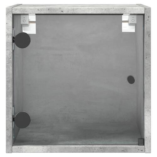 Sengebord med glaslåger 35x37x35 cm betongrå