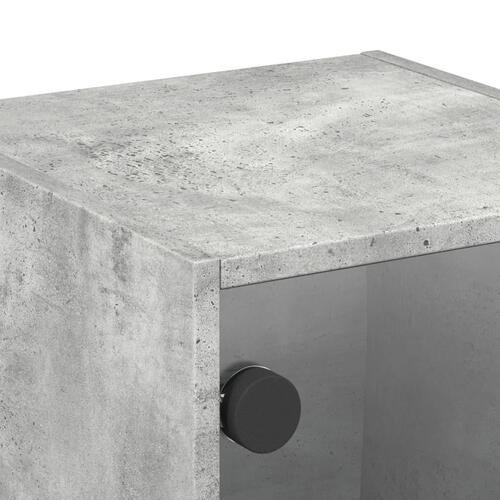 Sengebord med glaslåger 35x37x35 cm betongrå