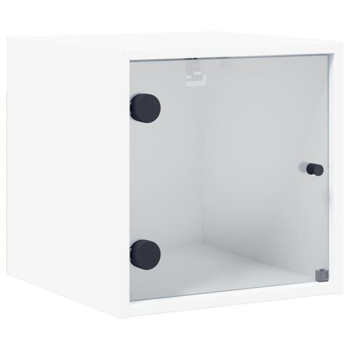 Sengeborde 2 stk. med glaslåger 35x37x35 cm hvid