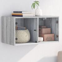 Skab med glaslåger 68,5x37x35 cm grå sonoma-eg
