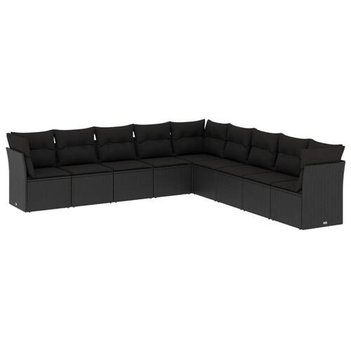 Sofasæt til haven 9 dele med hynder polyrattan sort