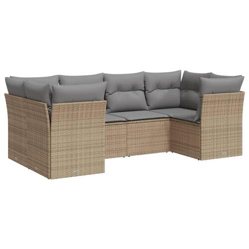 Sofasæt til haven 6 dele med hynder polyrattan beige