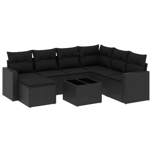 Sofasæt til haven 8 dele med hynder polyrattan sort