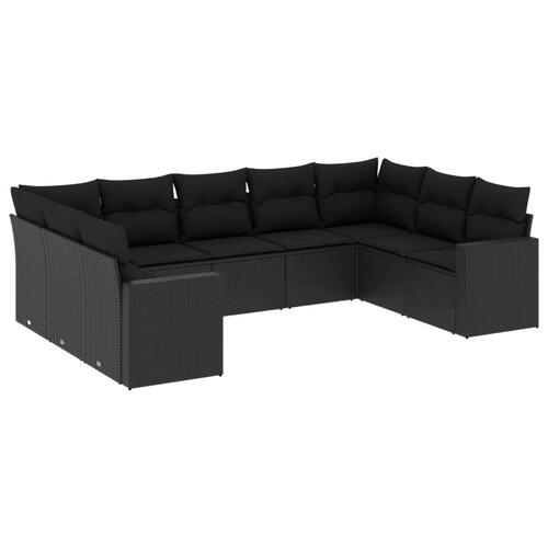 Sofasæt til haven 9 dele med hynder polyrattan sort
