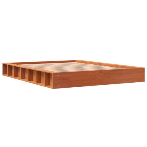 Sengeramme uden madras 140x200 cm massivt fyr gyldenbrun