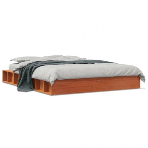 Sengeramme uden madras 135x190 cm massivt fyrretræ brun