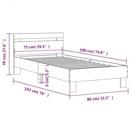 Sengeramme med sengegavl 75x190 cm - sonoma-eg (uden madras)