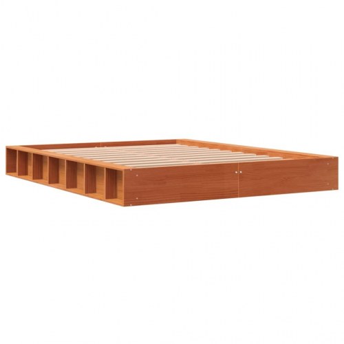 Sengeramme i massivt fyrretræ 120x190 cm - gyldenbrun platformsseng