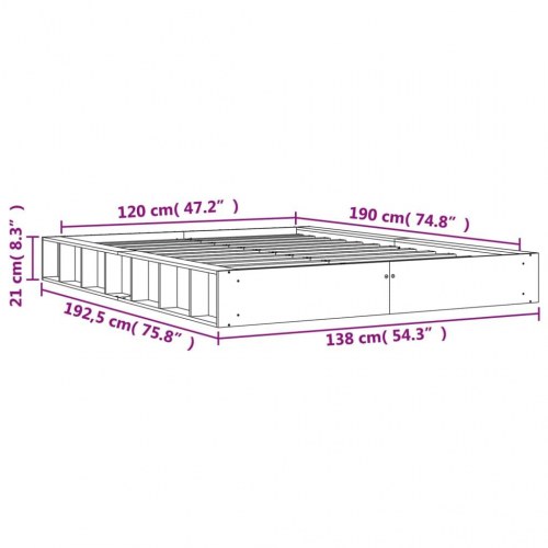 Sengeramme i massivt fyrretræ 120x190 cm - gyldenbrun platformsseng