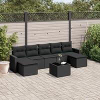 Sofasæt til haven 8 dele med hynder polyrattan sort