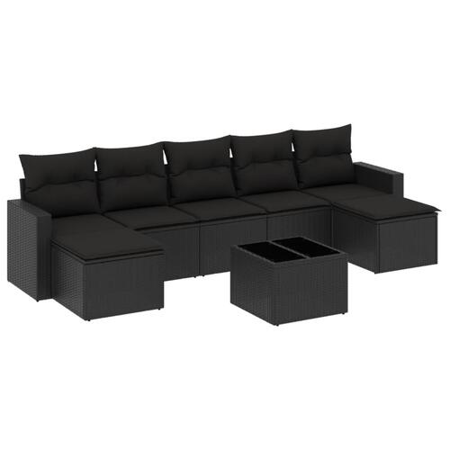 Sofasæt til haven 8 dele med hynder polyrattan sort