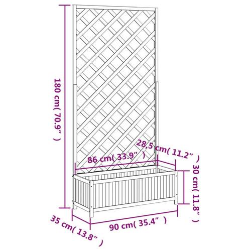 Plantekasse med espalier massivt grantræ sort
