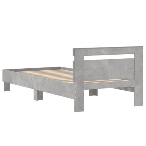 Sengeramme med sengegavl 75×190 cm - konstrueret træ, betongrå