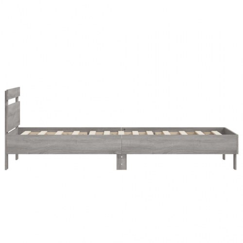 Sengeramme med sengegavl 75x190 cm - konstrueret træ, grå sonoma-eg