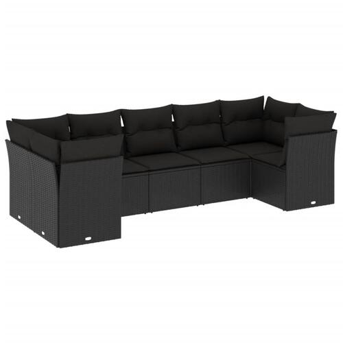Sofasæt til haven 7 dele med hynder polyrattan sort