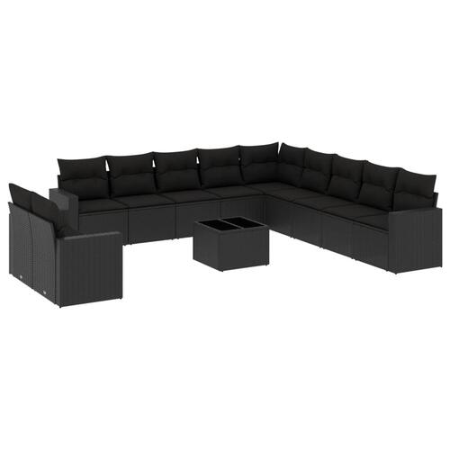 Sofasæt til haven 12 dele med hynder polyrattan sort