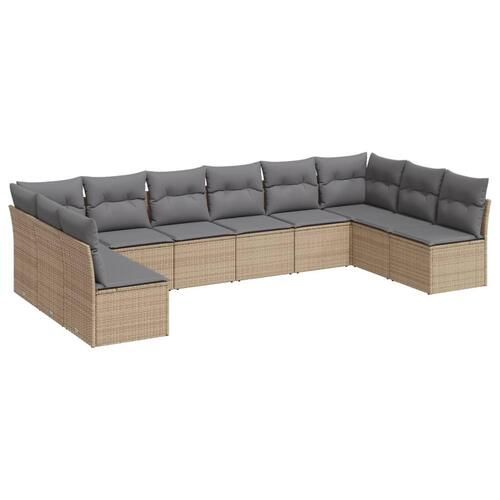 Sofasæt til haven 10 dele med hynder polyrattan beige