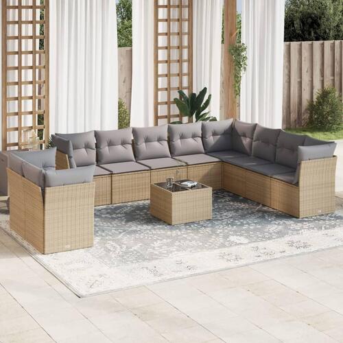 Sofasæt til haven 11 dele med hynder polyrattan beige