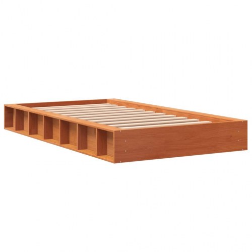 Sengeramme uden madras 100x200 cm - massivt fyrretræ, gyldenbrun