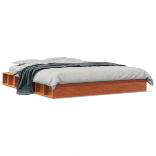 Sengeramme uden madras 150×200 cm - massivt fyrretræ, gyldenbrun