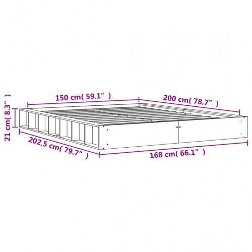 Sengeramme uden madras 150×200 cm - massivt fyrretræ, gyldenbrun
