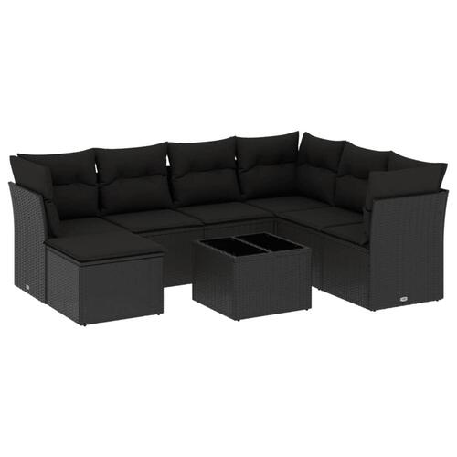 Sofasæt til haven 8 dele med hynder polyrattan sort