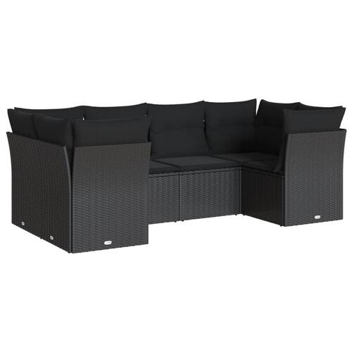 Sofasæt til haven 6 dele med hynder polyrattan sort