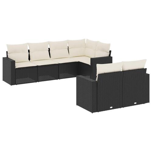 Sofasæt til haven 7 dele med hynder polyrattan sort